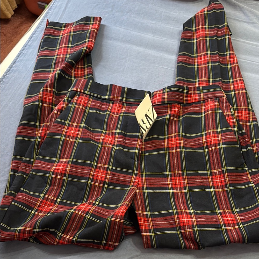 Plaid Pants with Red and Yellow Accents